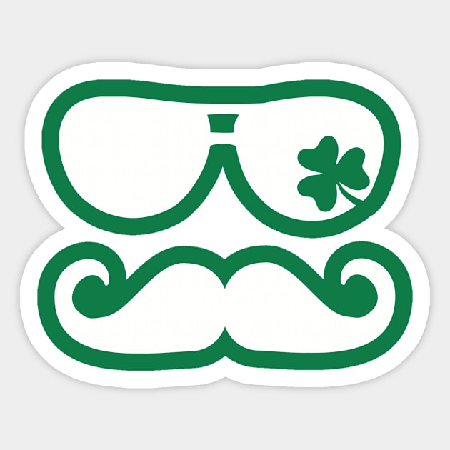 Mustache Shamrock Sticker by Designzz